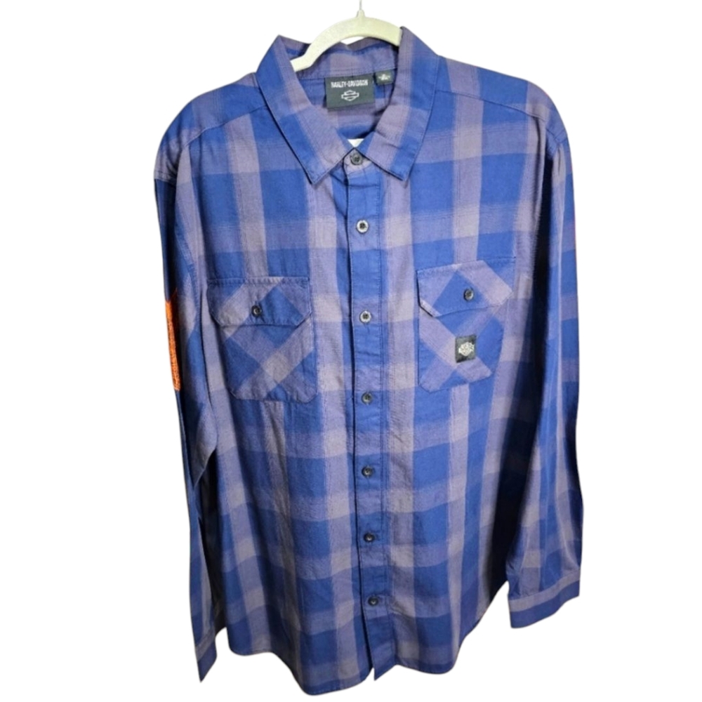 Harley Davidson Men's Motorbreath Long Sleeve Shirt Blue Plaid Sz XL NWT